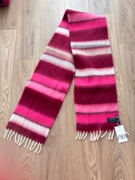 Шалик шарф ZARA зимовий терлий новий кольоровий полосатий