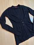 Review bawełniany sweter guziki czarny granat damski v neck