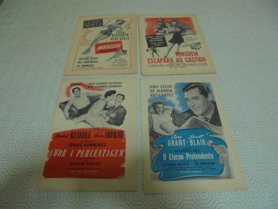 Panfletos de cinema todos diferentes da década de 40 até anos 60