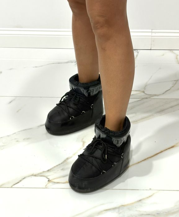 Śniegowce 100% Oryginalne Moon Boot Low Glance Lakierowane Czarne