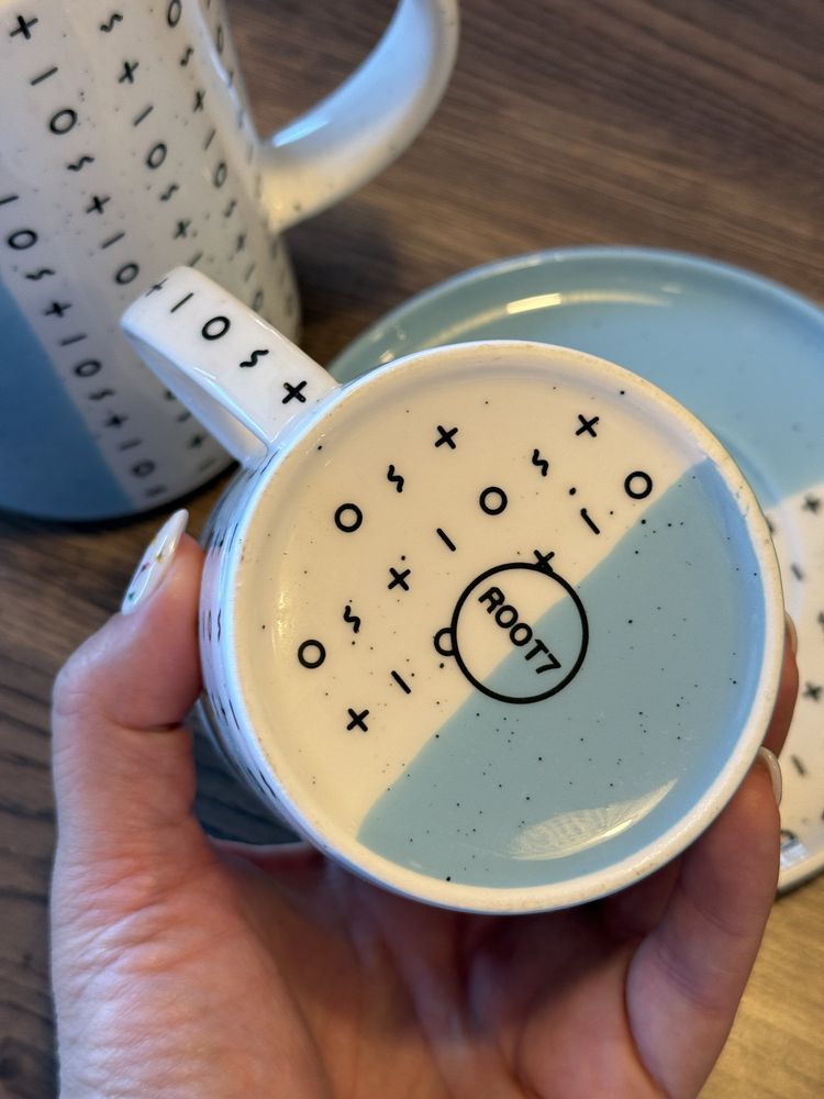 ROOT7 Dipped Mug & Plate Set Blue zestaw filiżanka ze spodkiem