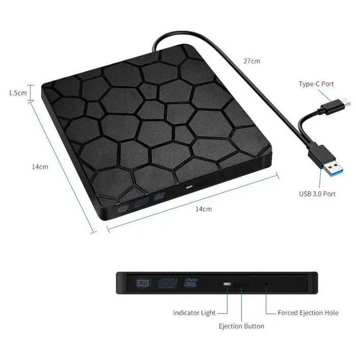 Zewnętrzny Napęd DVD RW USB 3.0 Typu C 2 w 1