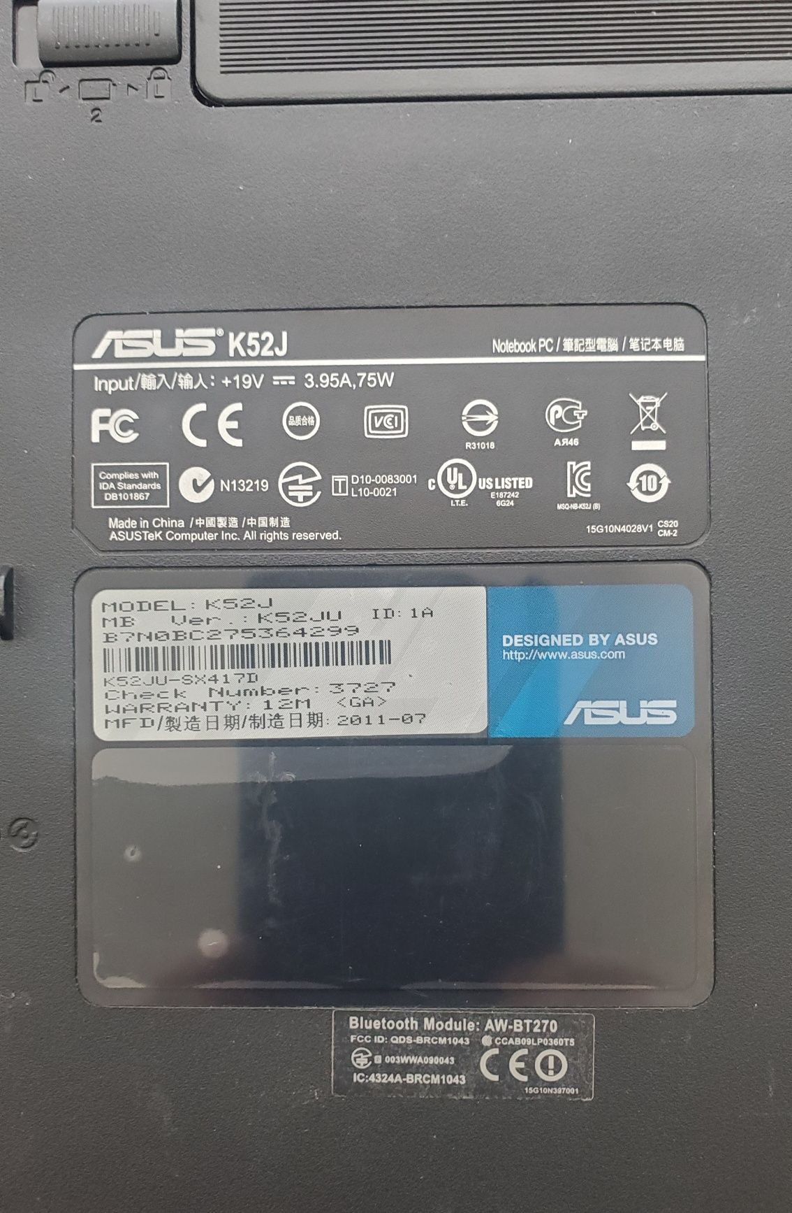 Ноутбук Asus K52 JU 1А/ 8 Gb/ i3-М330/ 500 Гб/ Батарея 2 часа