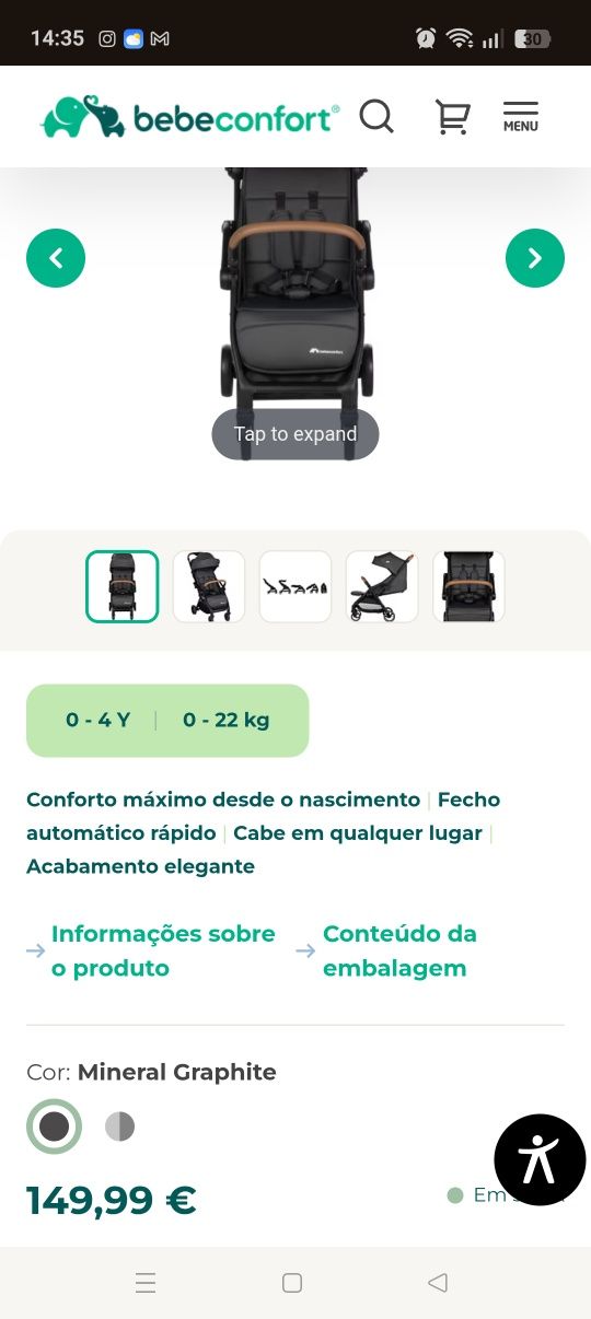 Vendo carro de passeio Bebê Confort Sunlite usado apenas uma vez