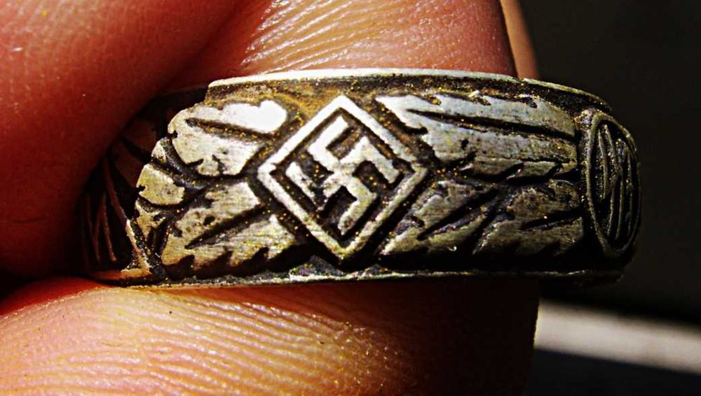 Oryginał Srebrny Sygnet Oficera Waffen SS H.Himmler ? Czaszka z Helu