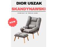 Fotel skandynawski Dior Uszak Szary