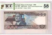Nota Nova PMG - 5000 Escudos - 1985 Não Circulada