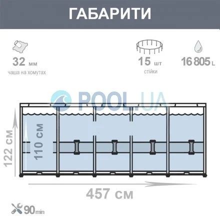 Каркасный бассейн Интекс 457*122 фильтр насос лестница тент подстилка