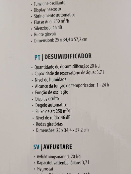 Desumidificador 20L - Super Funcional Tristar