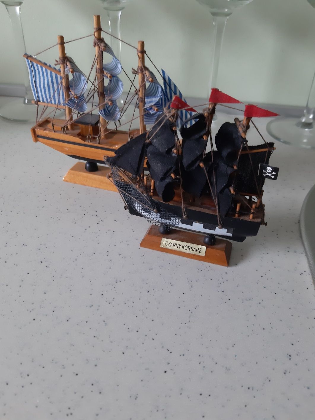 Statek mini stateczki kolekcja vintage stara strych korsarz