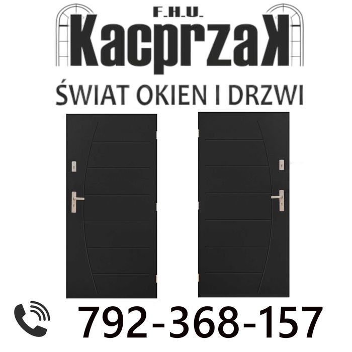 Drzwi KACPRZAK 90x200 Drzwi Zewnętrzne Boston Antracyt Lewe