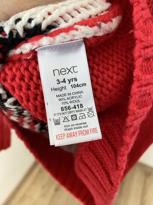 Sweter świąteczny Next rozmiar 3-4 lara sesja świeta Mikołaj