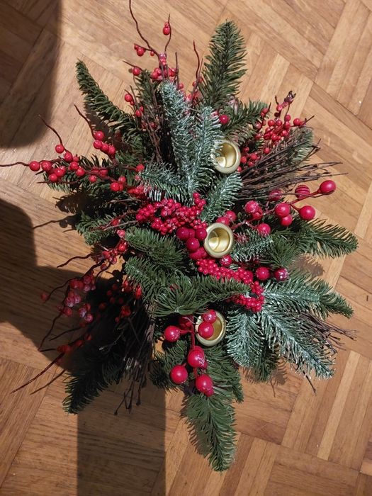 Arranjo natalício com castiçal  para 3 velas