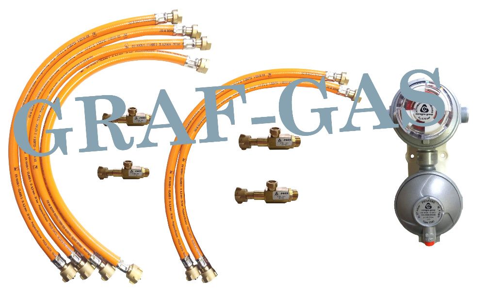 Instalcja reduktor automatyczny + wąż + trójnik na 6 butli gazowa