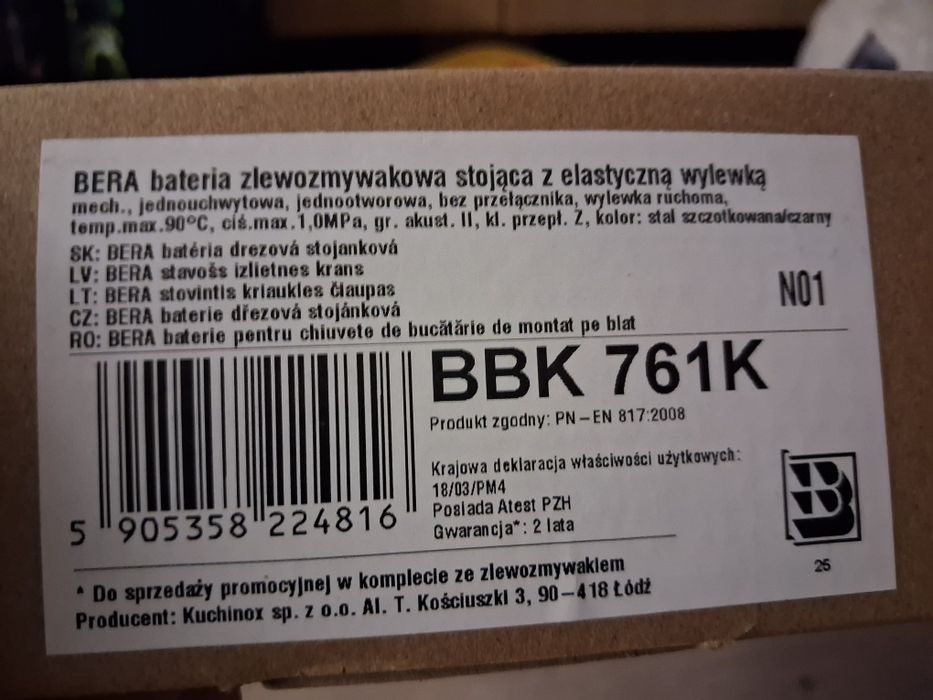 Bateria zlewozmywakowa BERA