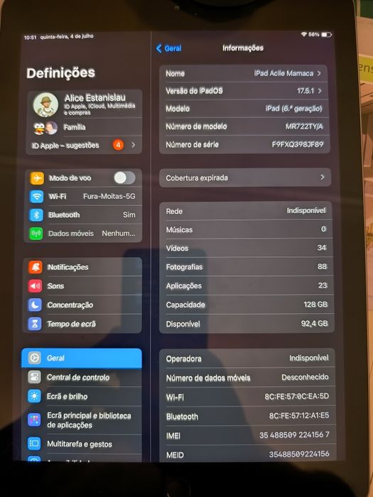 iPad 6ª Geração 128GB (Wi-Fi + Cellular) - Impecável / Space Gray