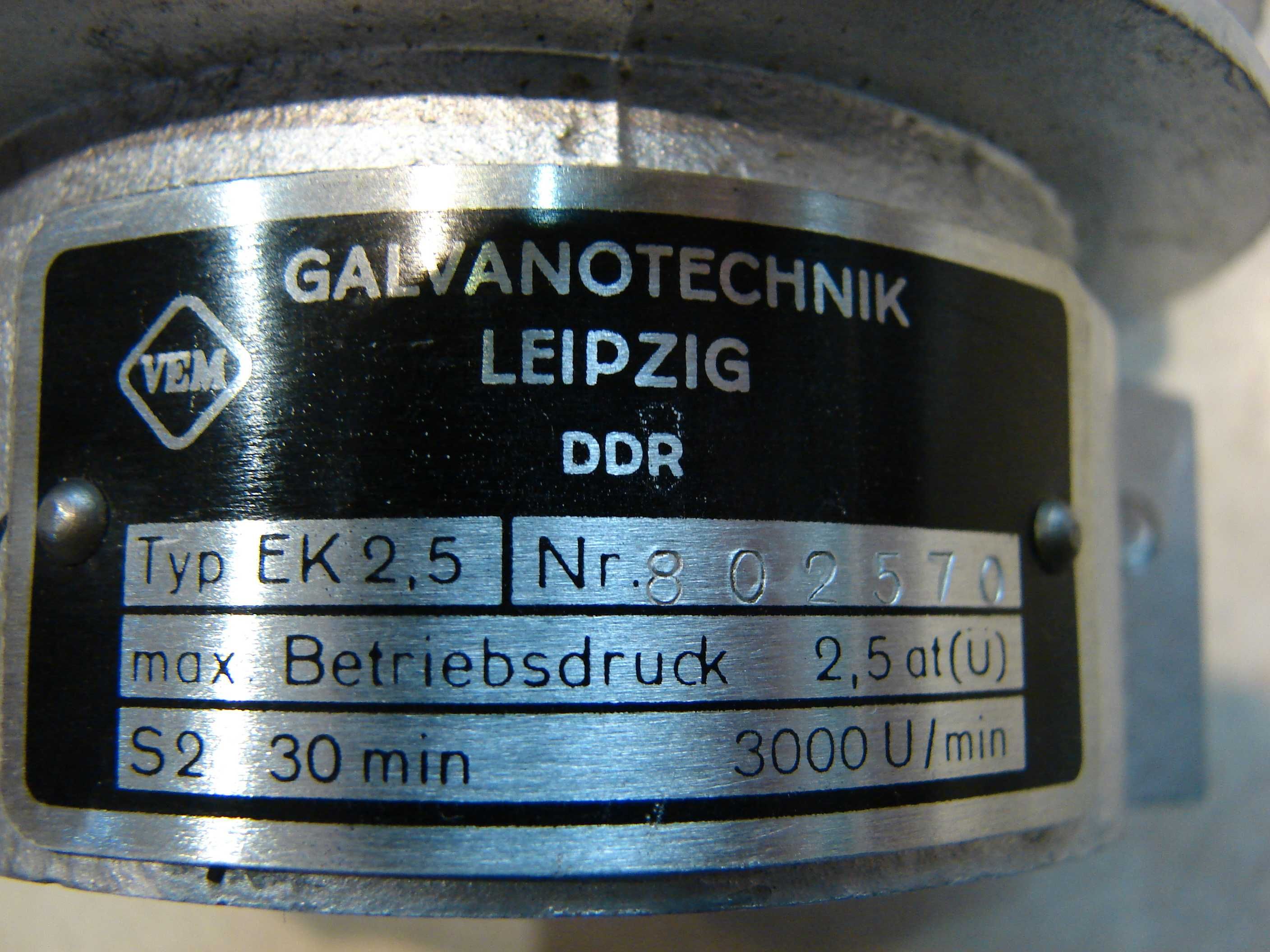 Sprężarka kompresor DDR Galvanotechnik Leipzig typ EK2,5 do ES160