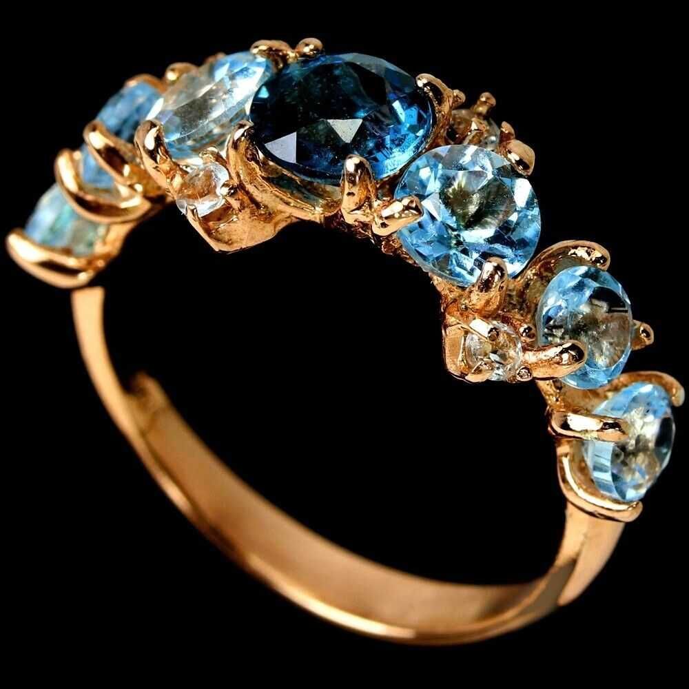 Серебряное  кольцо с лондон блю и голубым  топазом. Размер 18.25