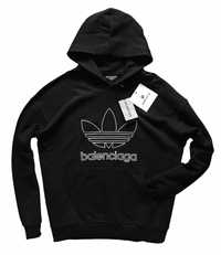 Bluza BB Balenciaga x Adid czarna z kapturem XL/ XXL
