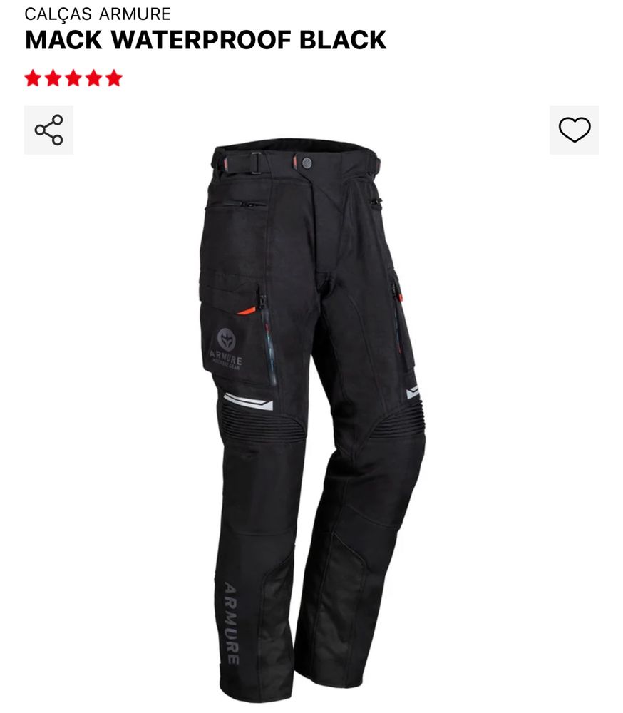 Calça Armure Mack Waterproof Preto - Novo - Aceito troca