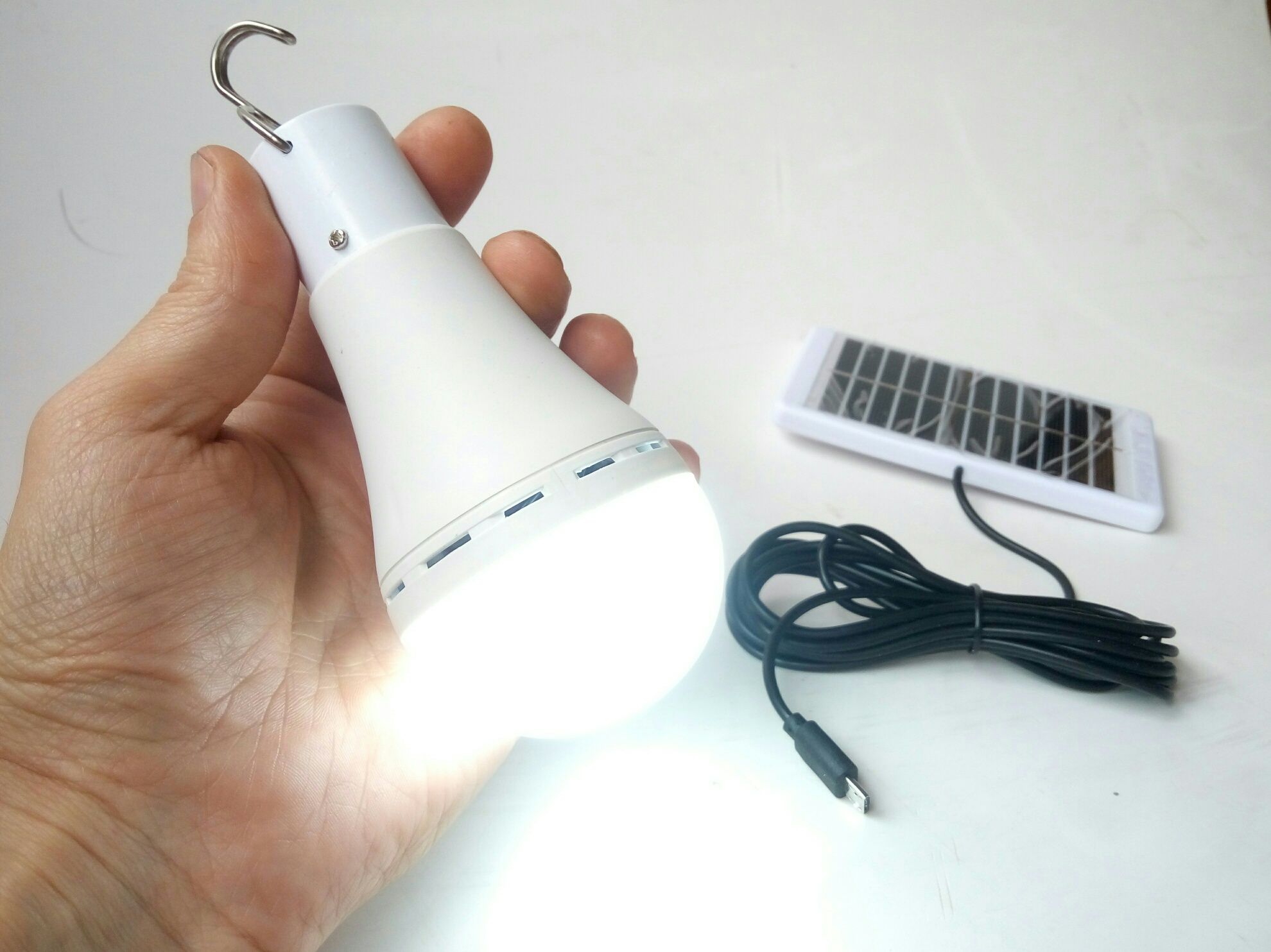 Светодиодная LED лампа аккумуляторная перезаряжаемая солнечная панель