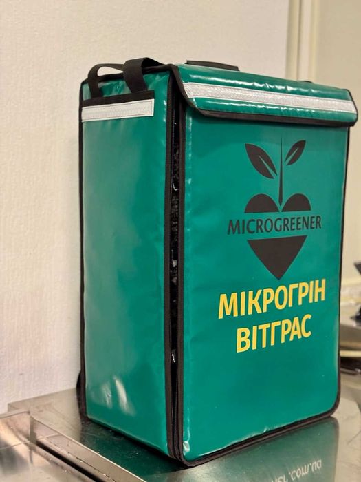 Термо сумка рюкзак для доставки Мікрозелені. Сумка для курʼєра