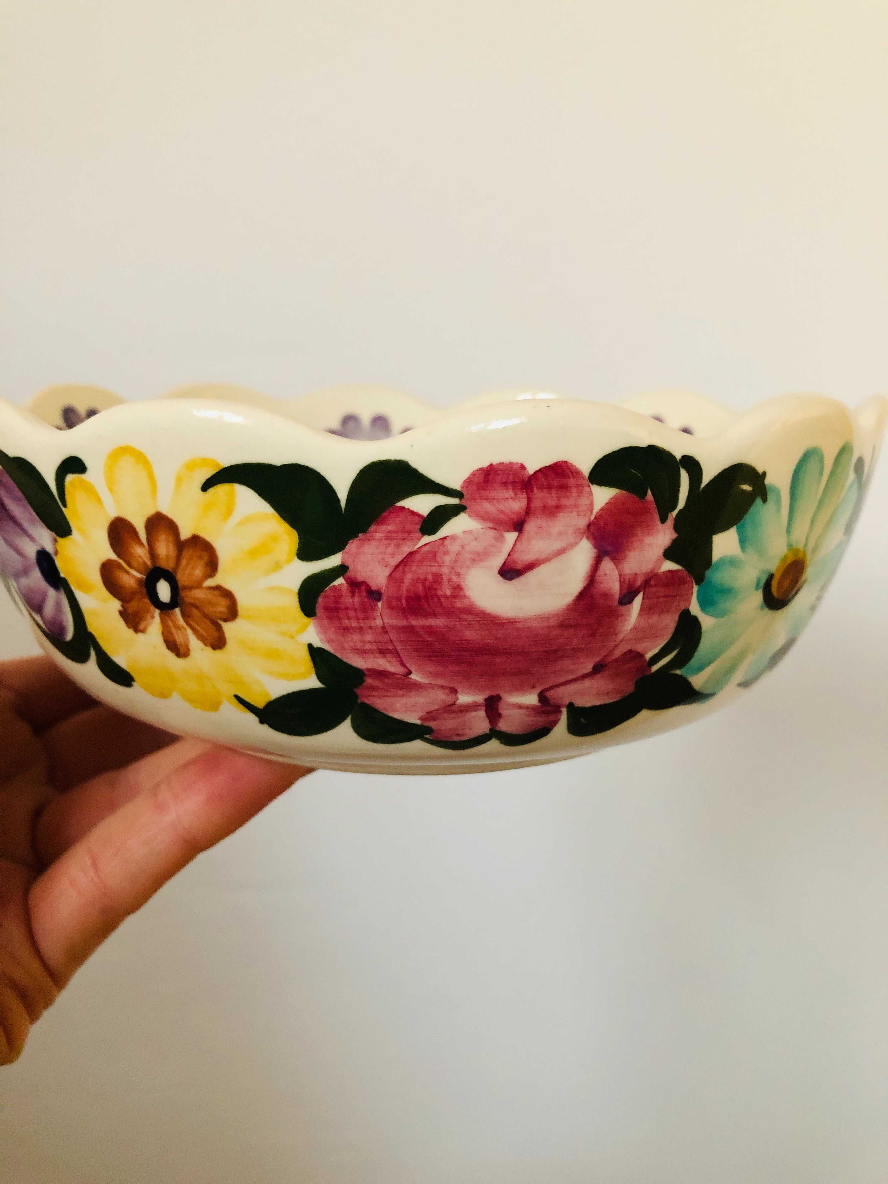 Misa miska ZF Koło ręcznie malowana ceramiczna kwiaty retro vintage