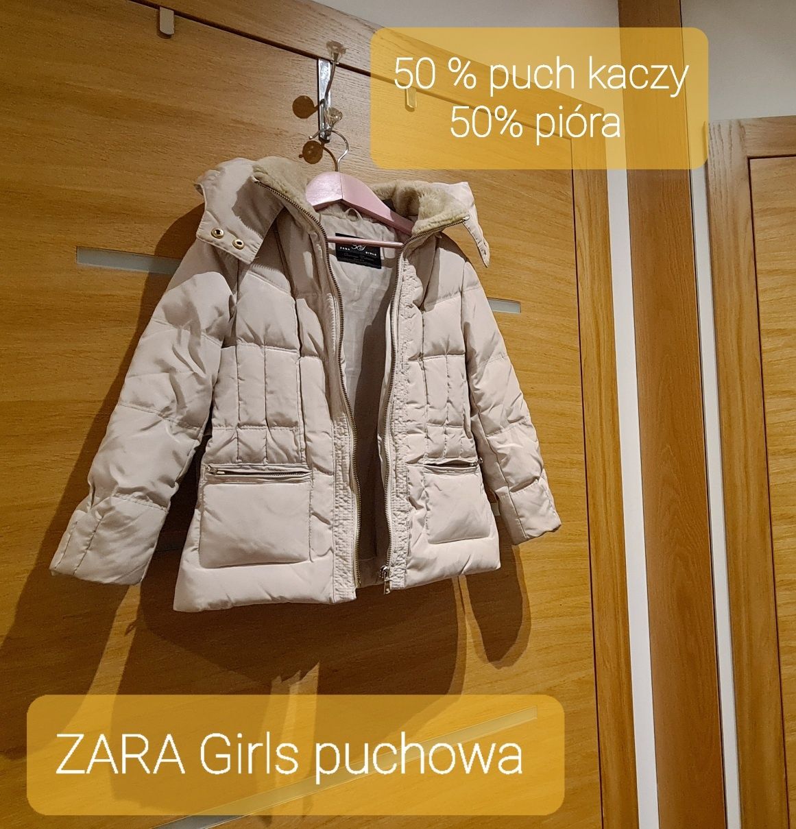Puchowa jaknowa ciepła Puch kaczy 50% pióra 50% Zara 4-5 lat kurtka