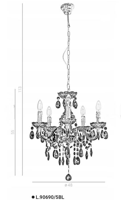 Nowa lampa wiszącą kryształowa na 5 żarówek