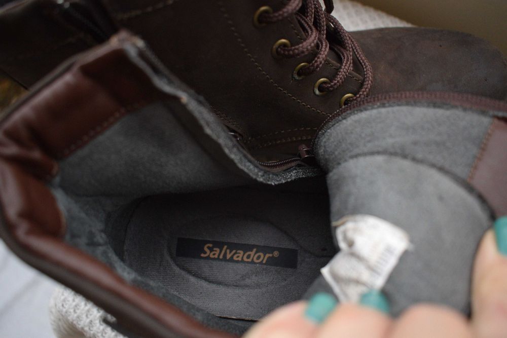 кожаные утепленные ботинки полусапоги Salvador р. 40 26,8 см