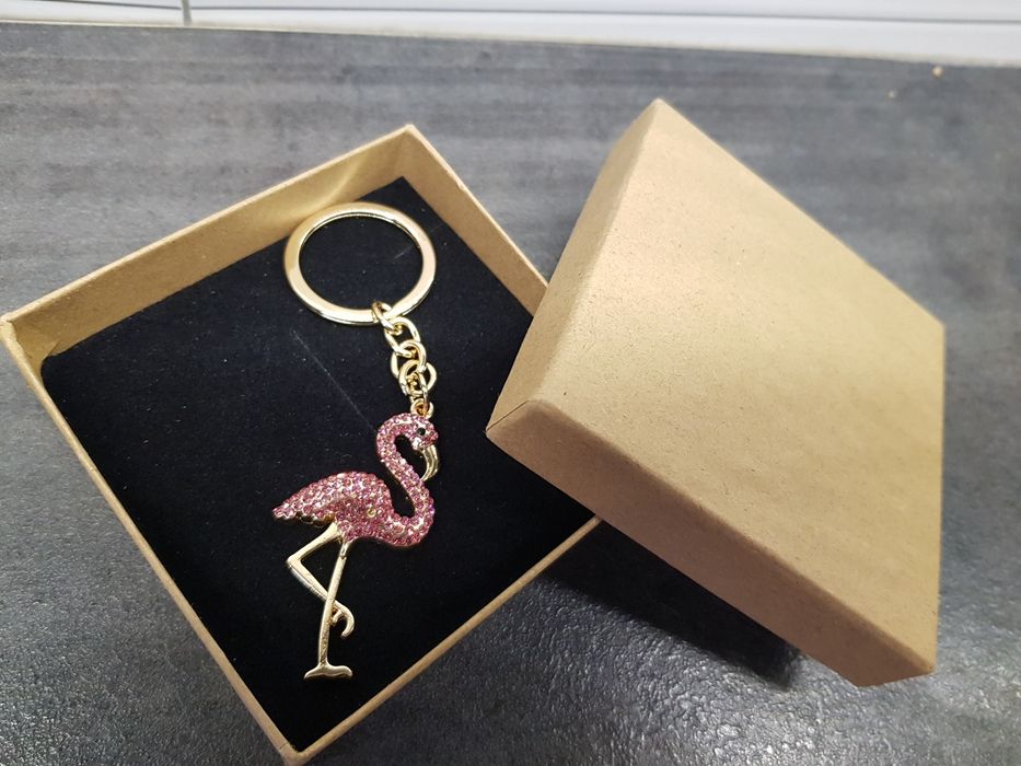 Breloczek do kluczy torebki różowy flaming