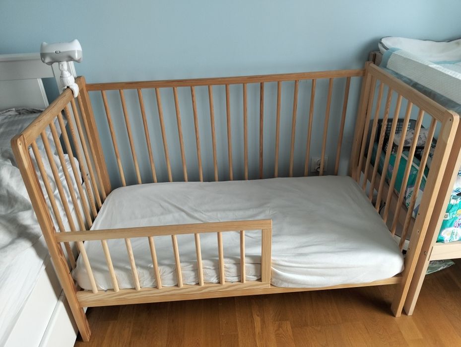 Łóżeczko dziecięce 3w1 trzypoziomowe + materac