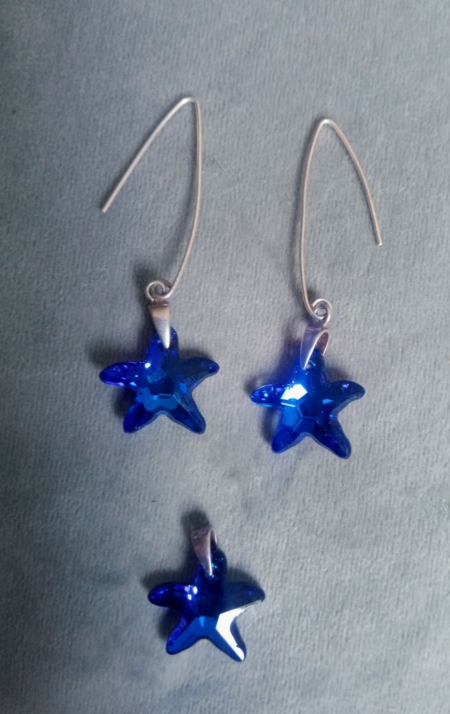 Srebrne Kolczyki i przywieszka Swarovski