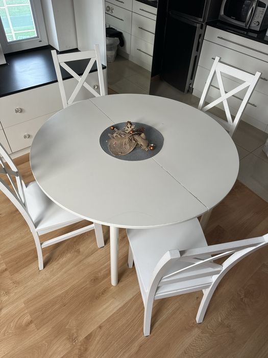 Stół biały okragły rozkładany 115cm