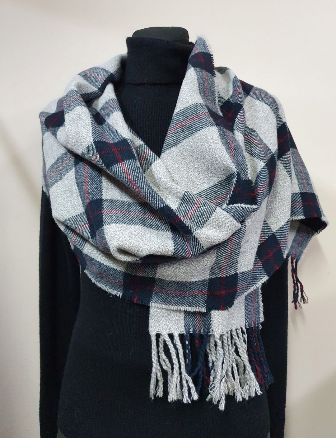 American Eagle USA elegancki szal krata unisex