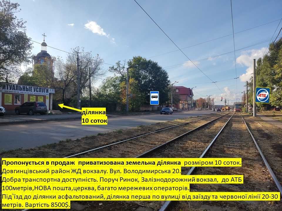 Довгинцівський район біля вокзалу ділянка 10 соток