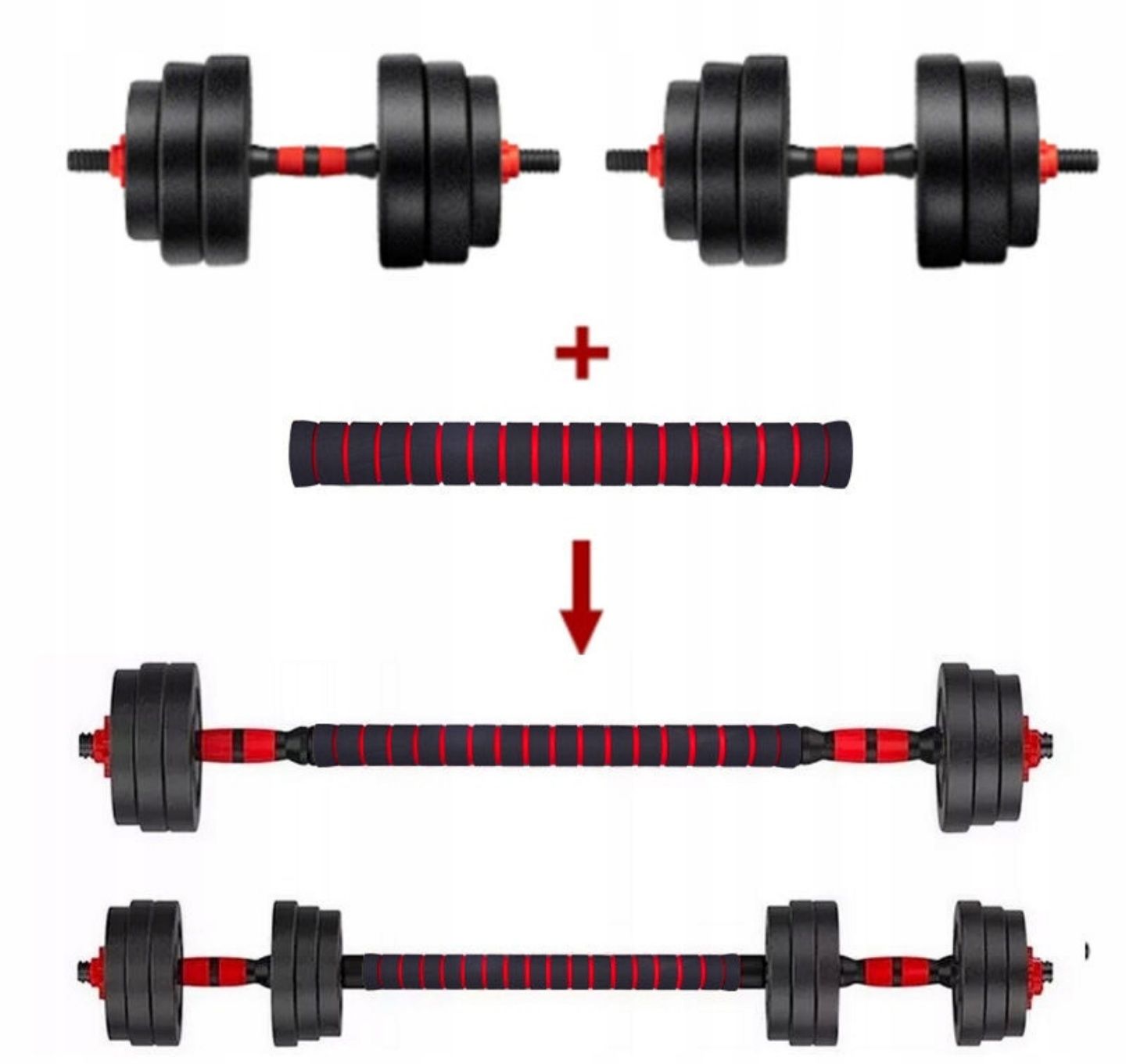 Hantle Regulowane Zestaw Hantle 2x10KG 20KG Sztanga + GRYFY