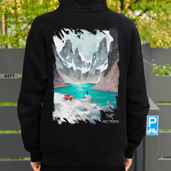 Худи Arcteryx Lake Черное | Зипка Кофта Артерикс | Биг Лого Принт