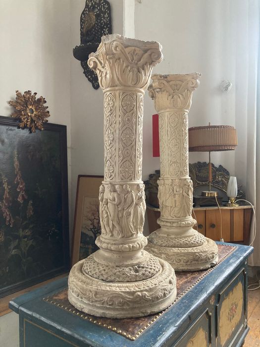 Zachwycająca para klasycznych kolumn, Art Nouveau, Francja lata 20.XXw