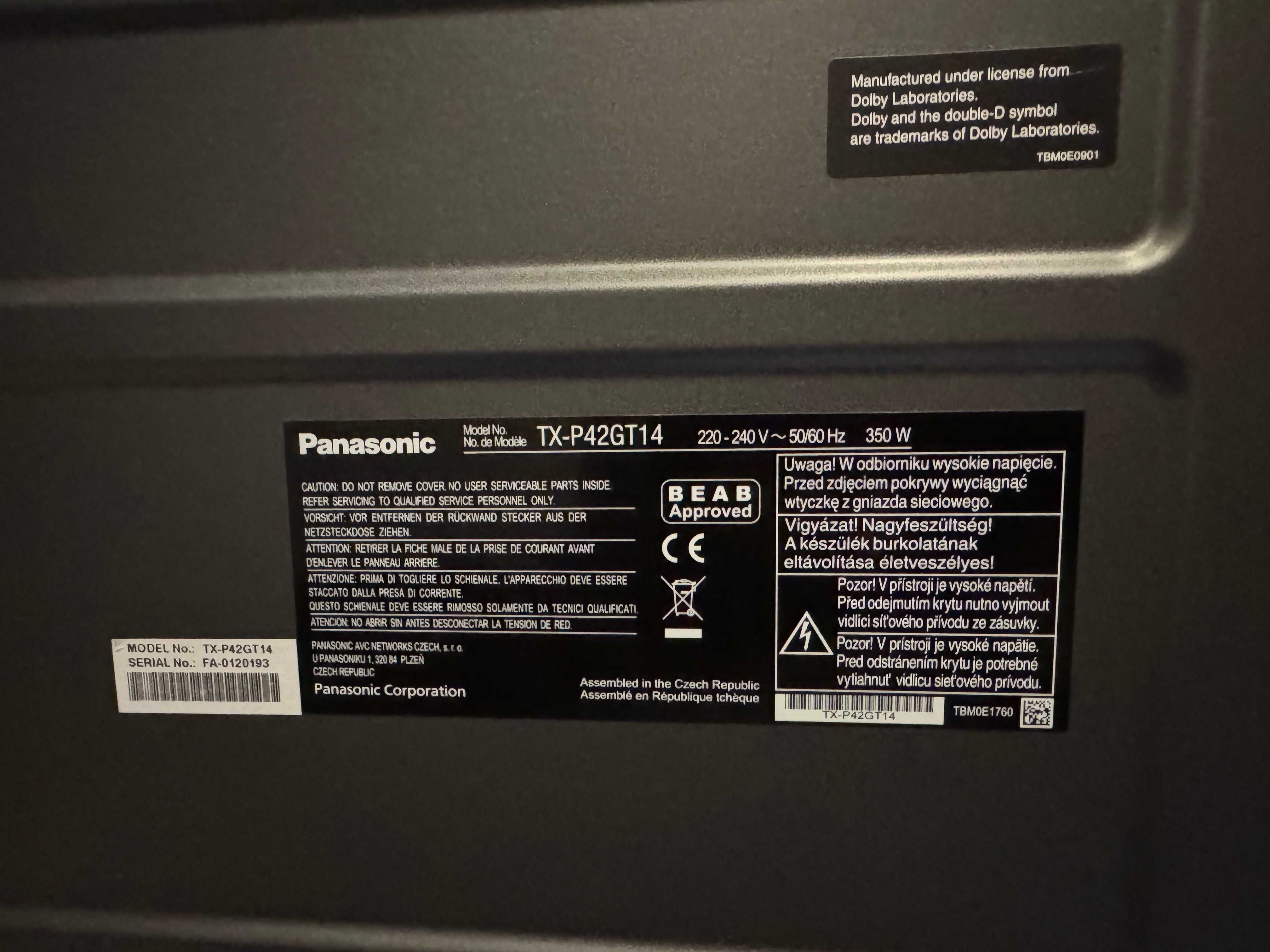 Telewizor Panasonic TX-P42GT14 TV plazmowy Viera plazma NeoPDP