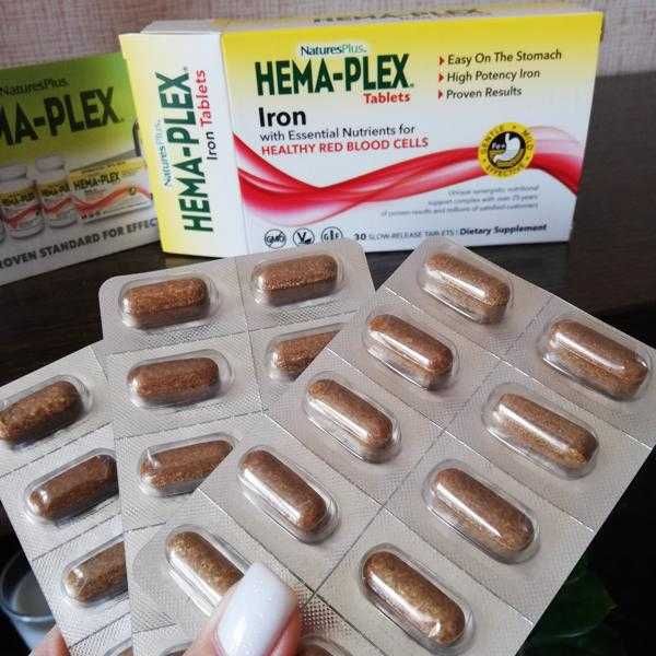 Железо с кофакторами Hema Plex, 85 мг, США, 10 и 30 таблеток