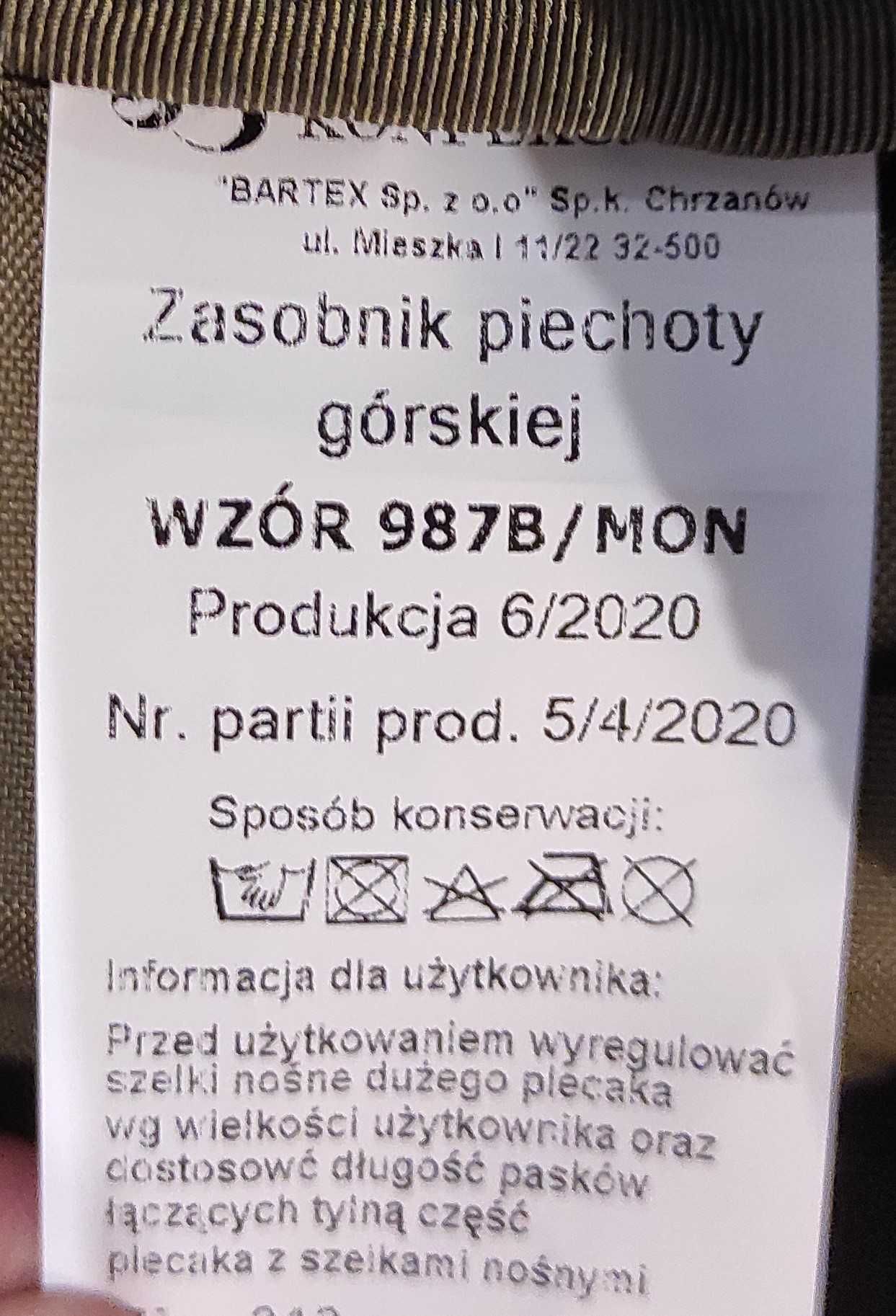 plecak zasobnik piechoty górskiej 987b/mon