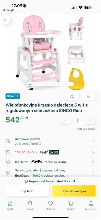 Krzesełko do karmienia stolik krzesełko 3 w 1