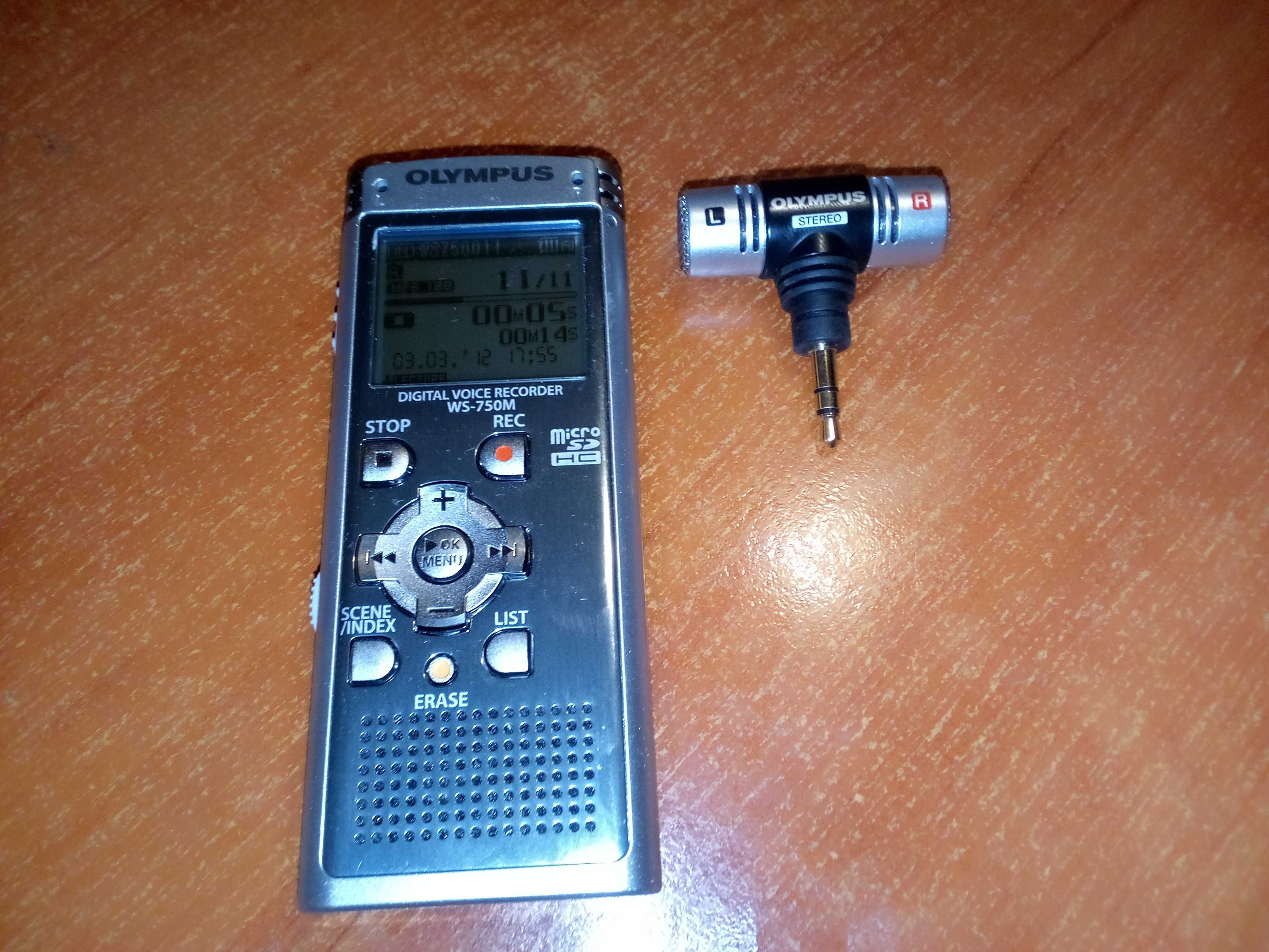 Dyktafon Olympus WS750M,  mikrofon stereo Olympus ME51S