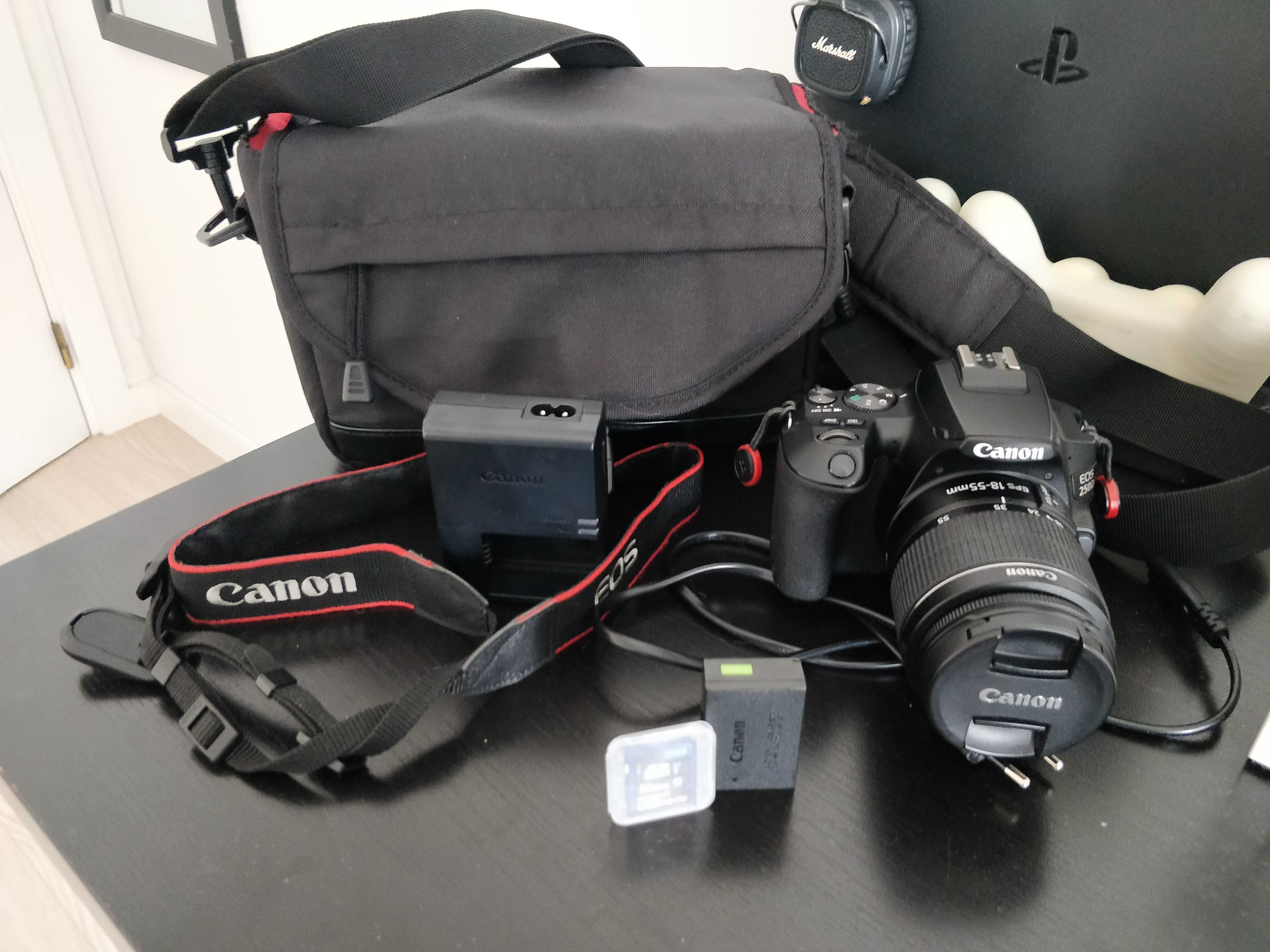 CANON 250D + KIT TRAVEL(lente, bateria, bolsa, carregador, bateria)