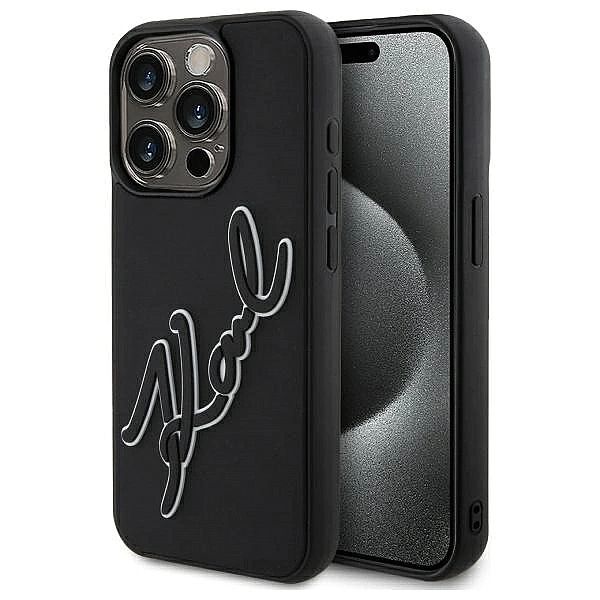 Etui Karl Lagerfeld 3D Rubber Signature na iPhone 15 Pro Max - czarne