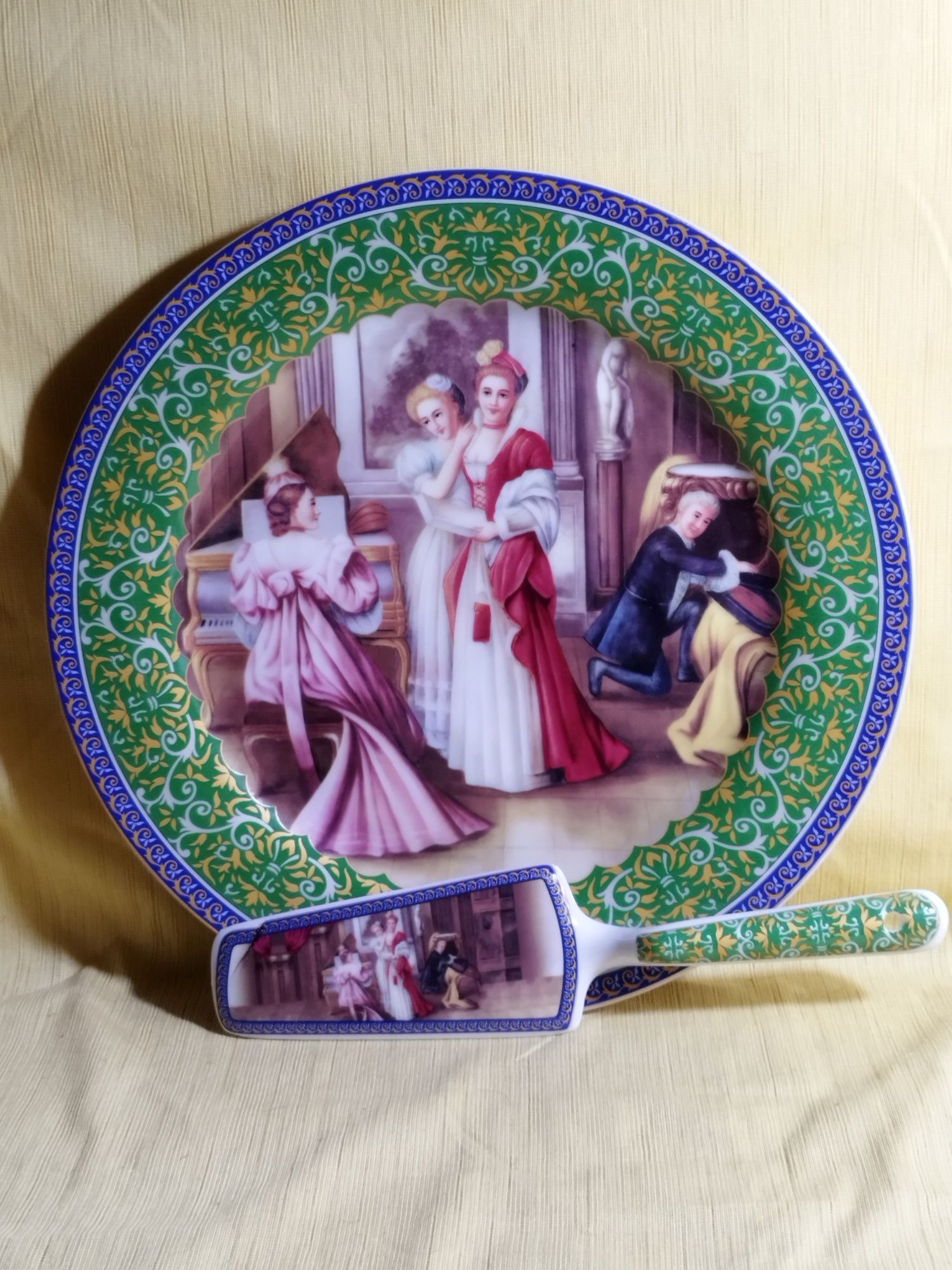 Talerz do ciasta / patera plus łopatka / Fine Porcelain