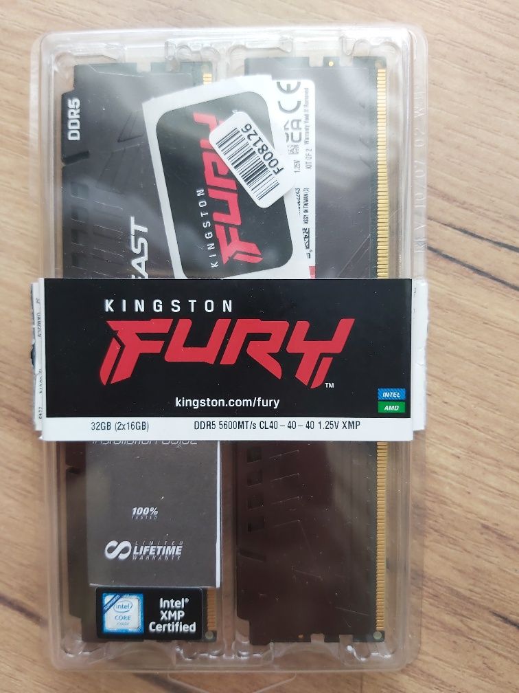 Pamięć Kingston Fury Beast, DDR5, 32 GB, 5600MHz, CL40