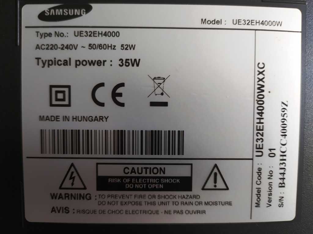 TV  LCD SAMSUNG UE32EH4000W  WT61P805  REG 3V sub micro programado