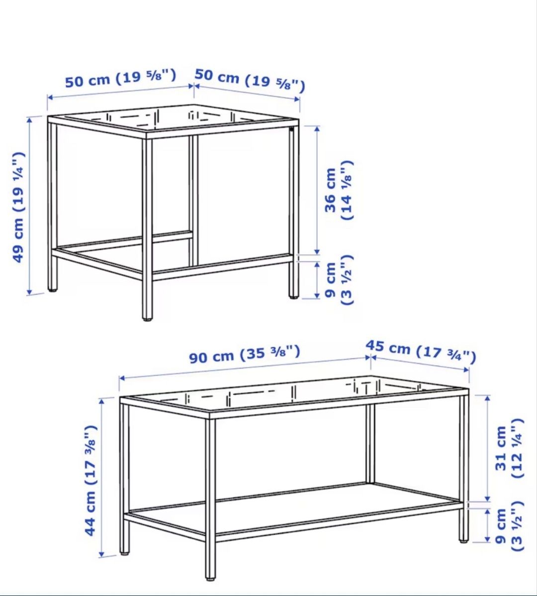 IKEA VITTSJÖ stolik 2 szt. czarny szklany